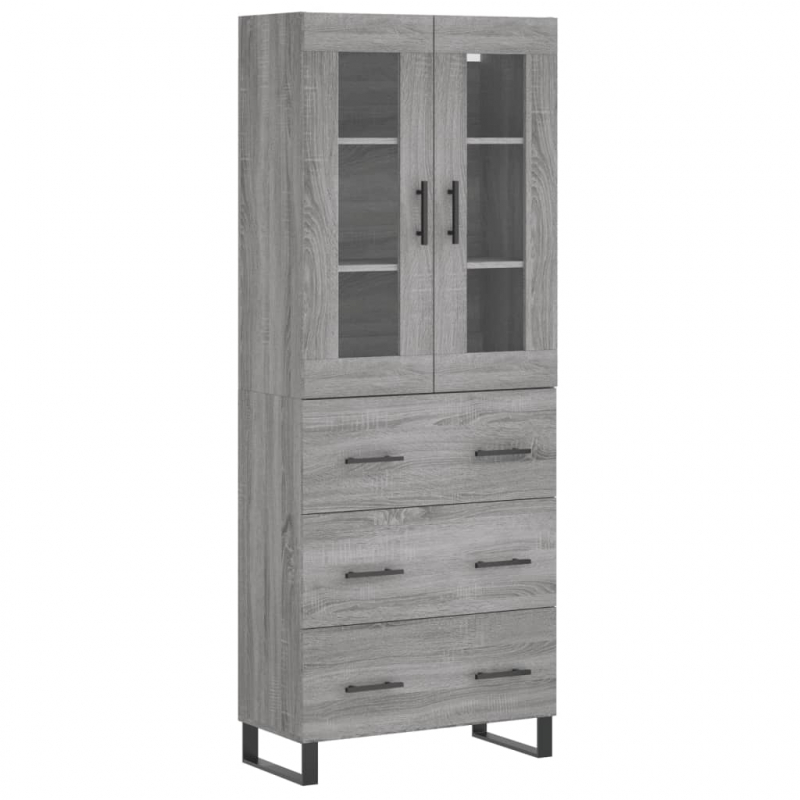 Highboard Grau Sonoma 69,5x34x180 cm Holzwerkstoff
