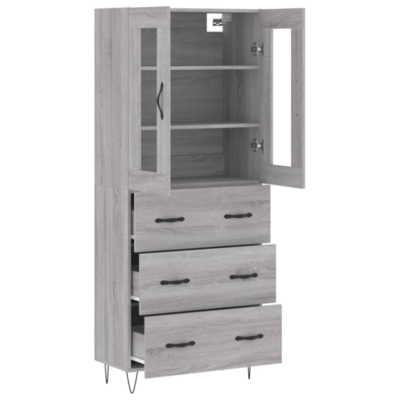 Highboard Grau Sonoma 69,5x34x180 cm Holzwerkstoff