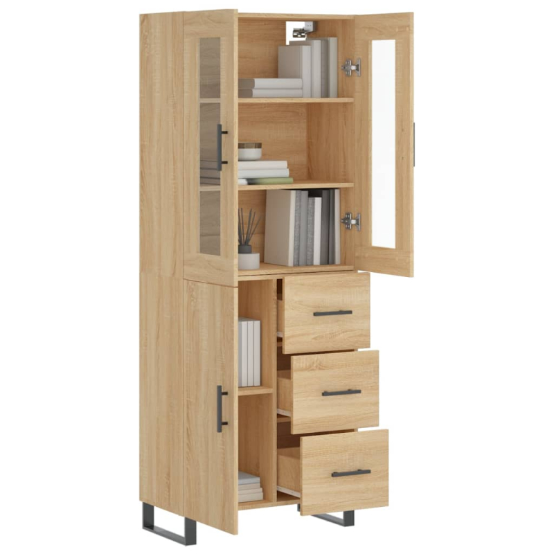 Highboard Sonoma-Eiche 69,5x34x180 cm Holzwerkstoff
