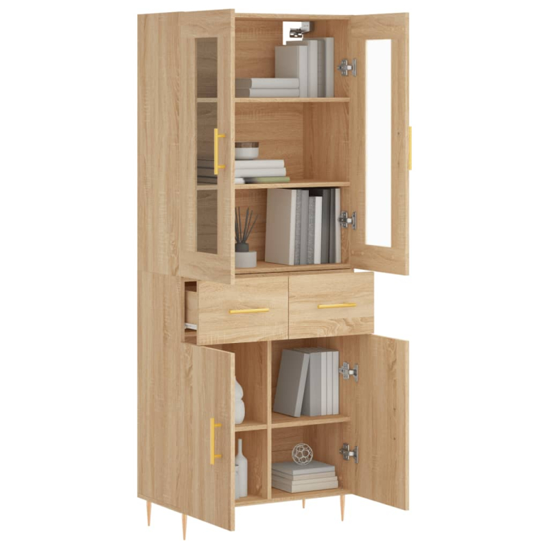 Highboard Sonoma-Eiche 69,5x34x180 cm Holzwerkstoff