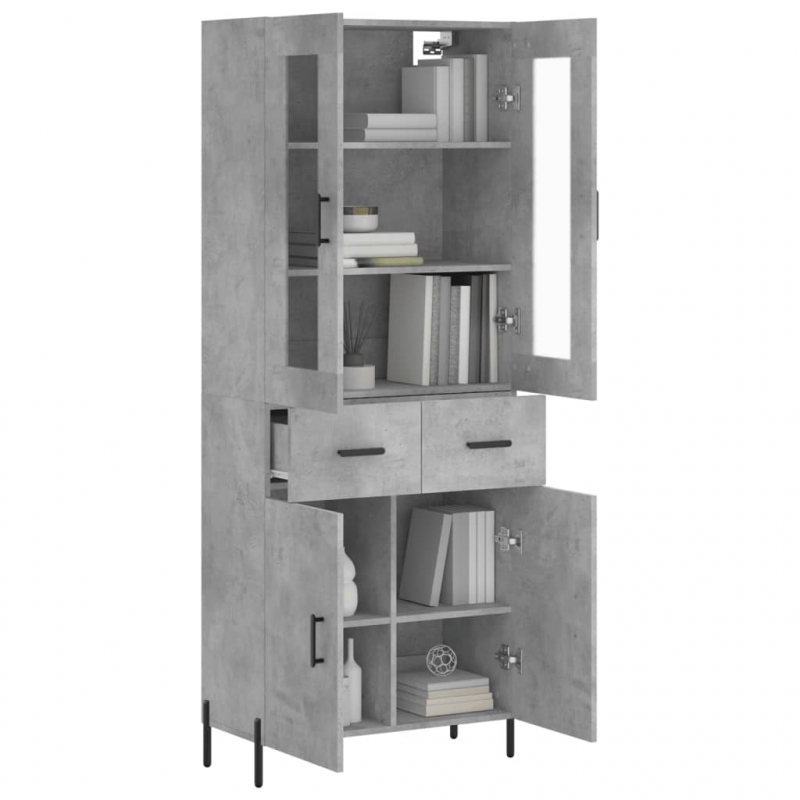 Highboard Betongrau 69,5x34x180 cm Holzwerkstoff