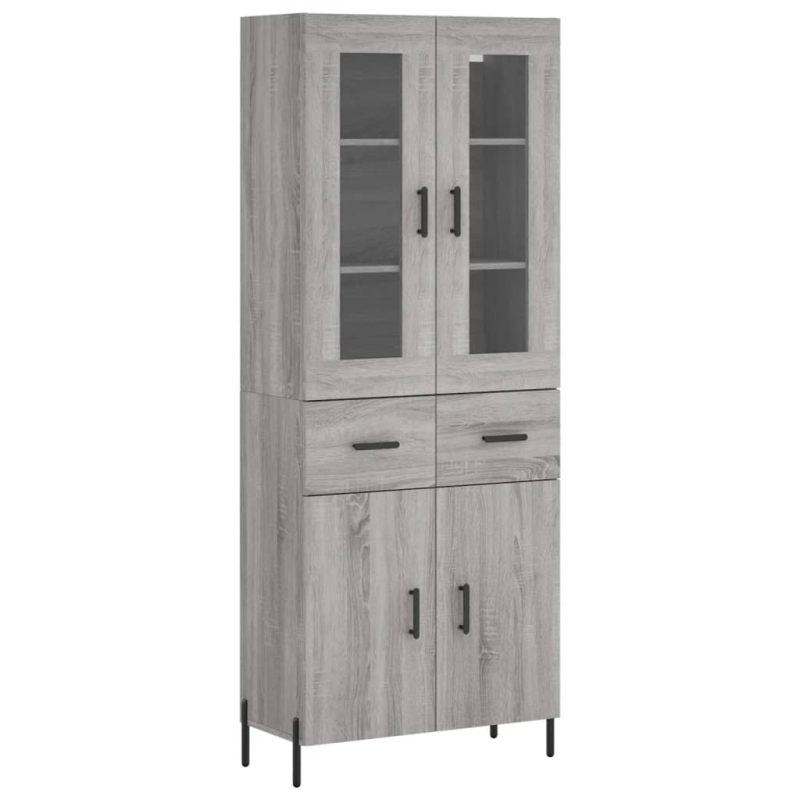 Highboard Grau Sonoma 69,5x34x180 cm Holzwerkstoff