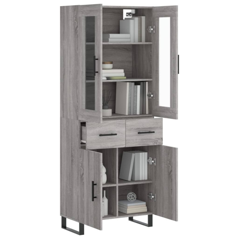 Highboard Grau Sonoma 69,5x34x180 cm Holzwerkstoff
