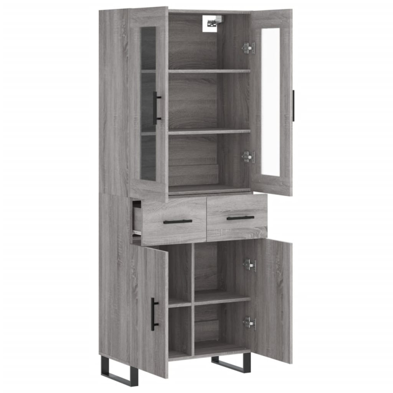 Highboard Grau Sonoma 69,5x34x180 cm Holzwerkstoff