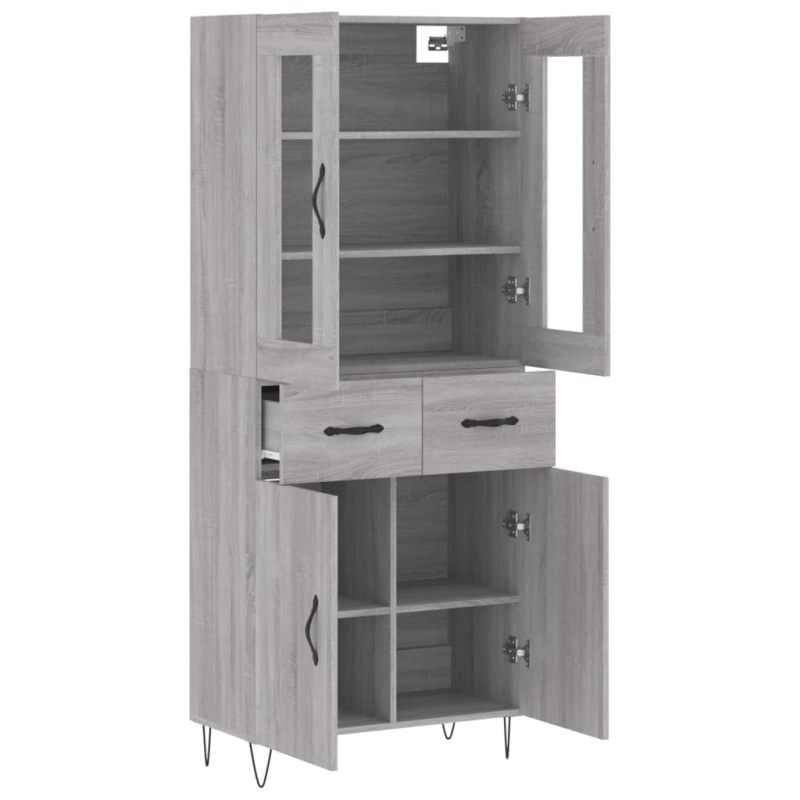 Highboard Grau Sonoma 69,5x34x180 cm Holzwerkstoff