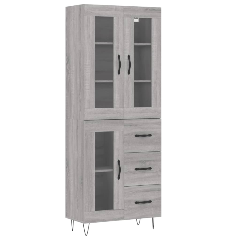 Highboard Grau Sonoma 69,5x34x180 cm Holzwerkstoff