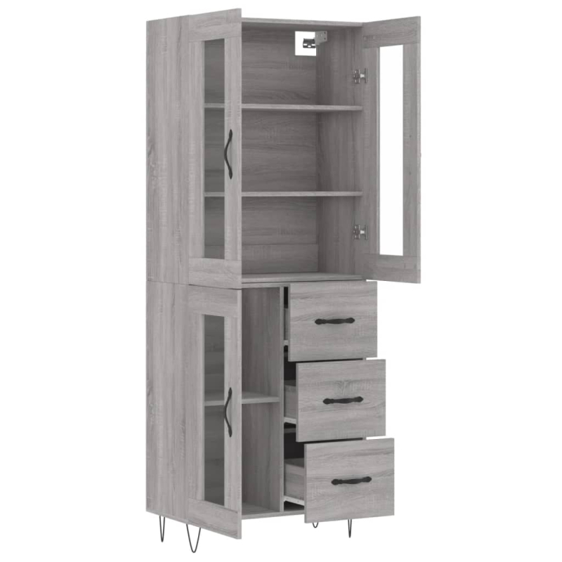 Highboard Grau Sonoma 69,5x34x180 cm Holzwerkstoff