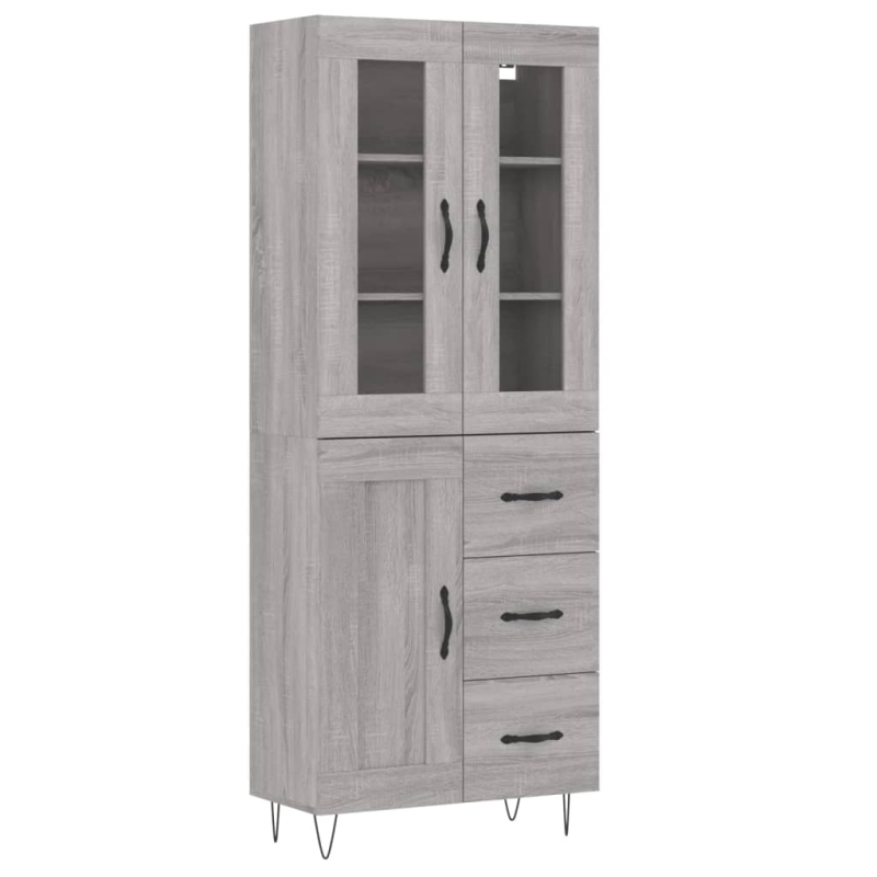 Highboard Grau Sonoma 69,5x34x180 cm Holzwerkstoff