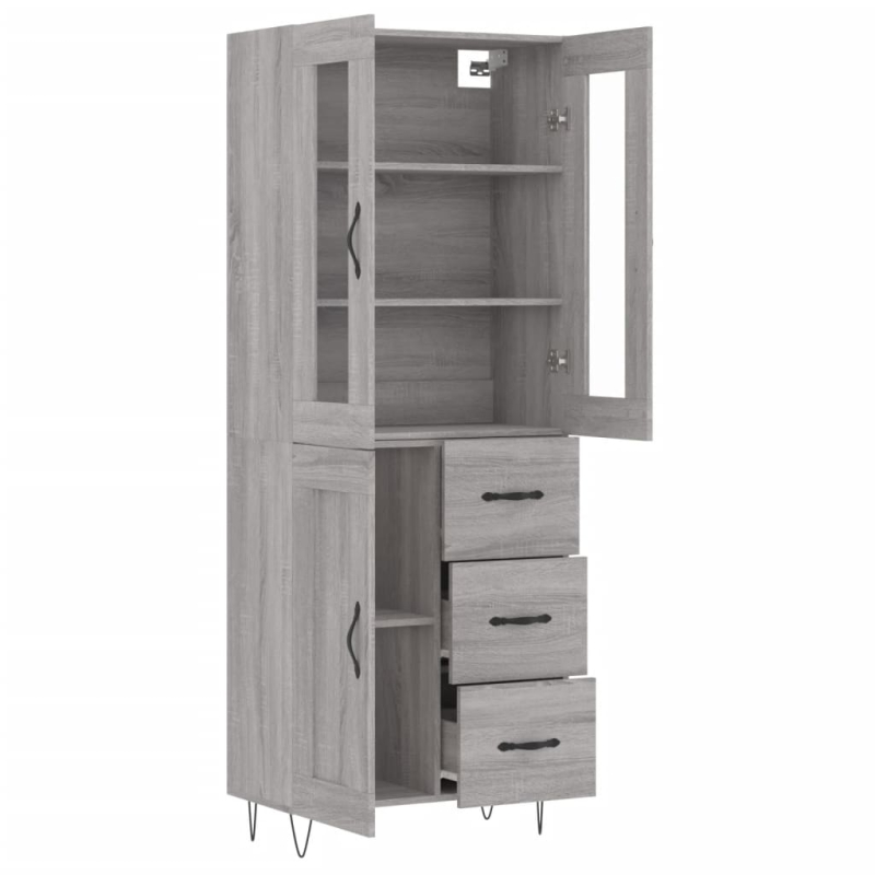 Highboard Grau Sonoma 69,5x34x180 cm Holzwerkstoff