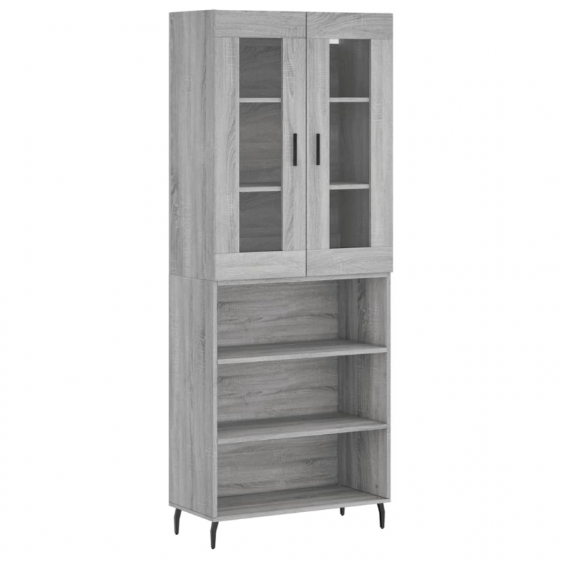Highboard Grau Sonoma 69,5x34x180 cm Holzwerkstoff