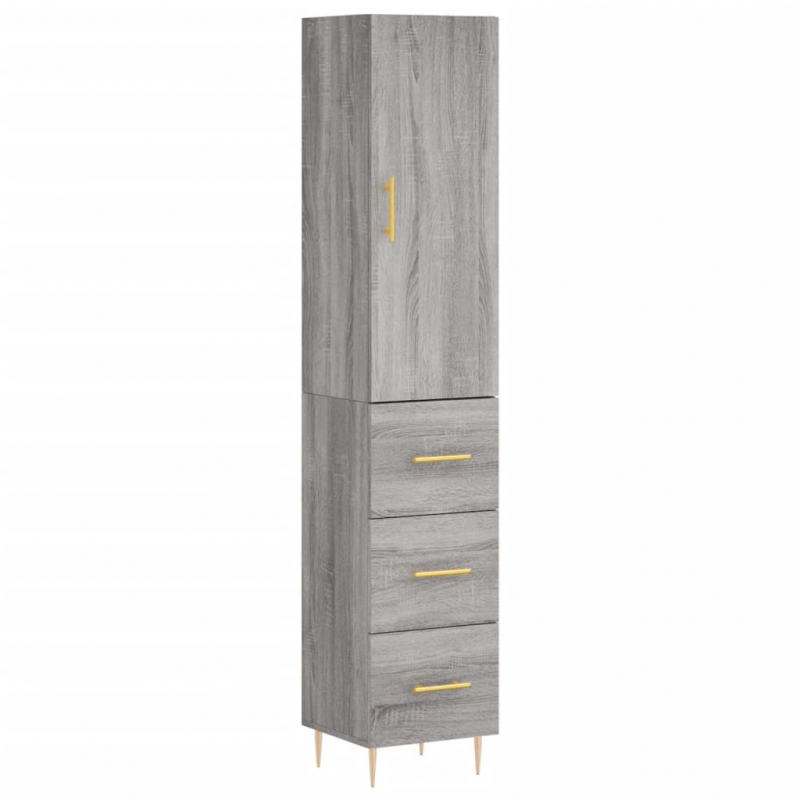 Highboard Grau Sonoma 34,5x34x180 cm Holzwerkstoff