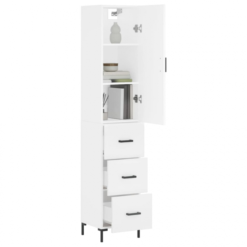 Highboard Weiß 34,5x34x180 cm Holzwerkstoff