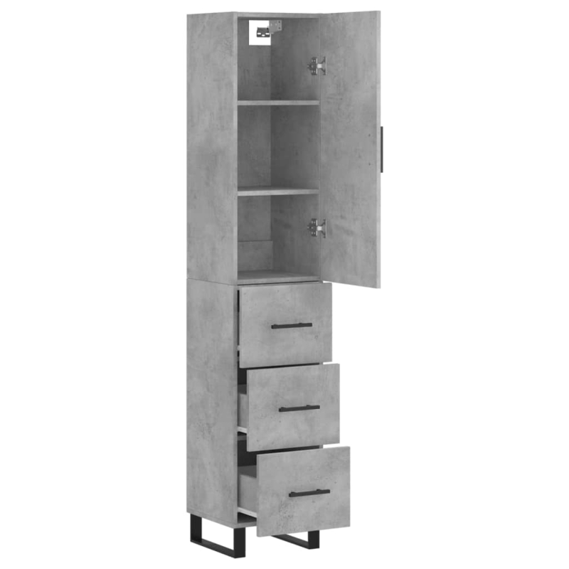 Highboard Betongrau 34,5x34x180 cm Holzwerkstoff