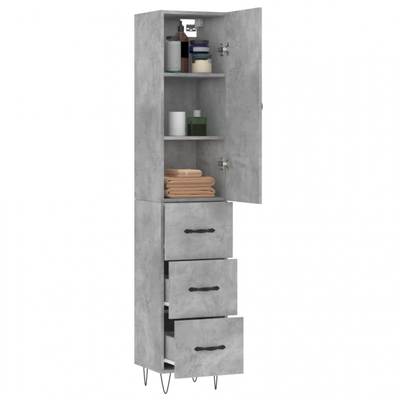 Highboard Betongrau 34,5x34x180 cm Holzwerkstoff