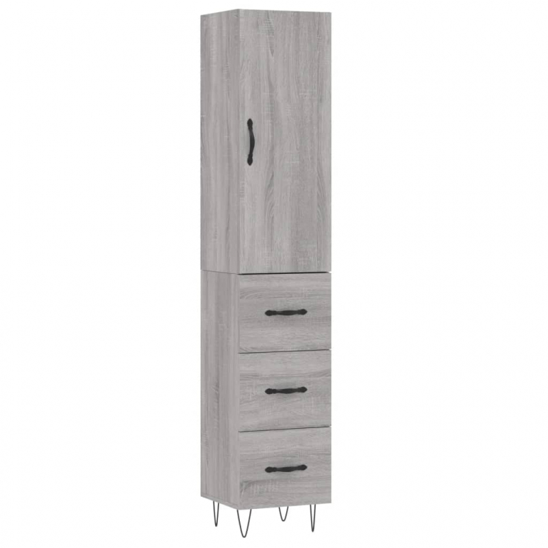 Highboard Grau Sonoma 34,5x34x180 cm Holzwerkstoff