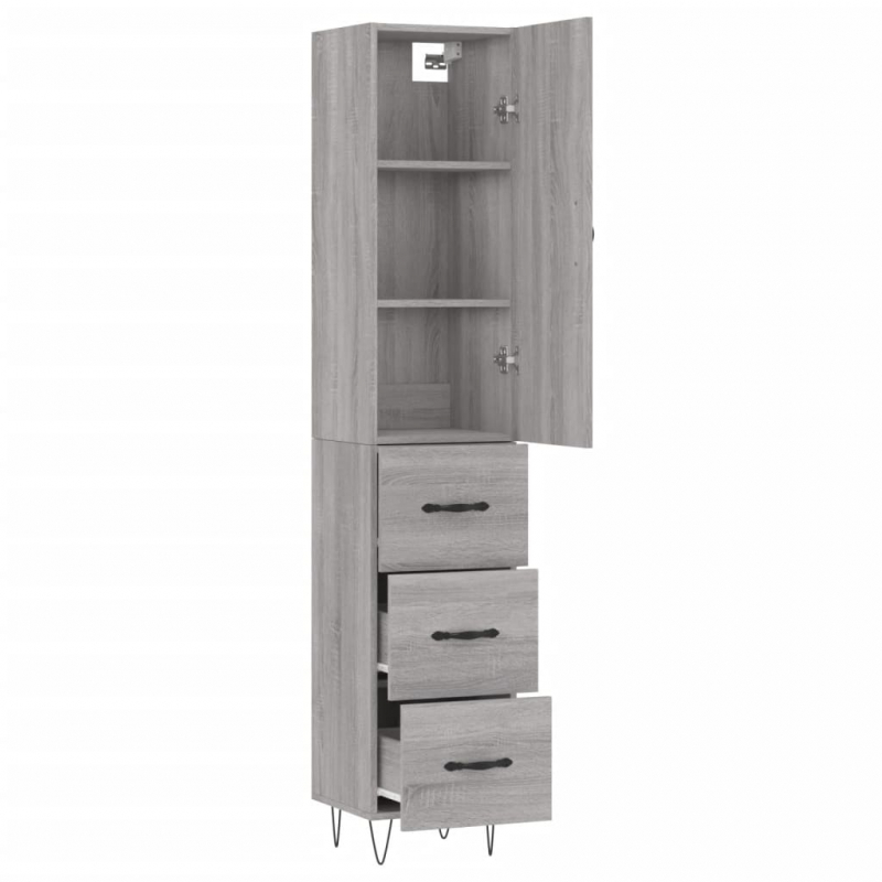 Highboard Grau Sonoma 34,5x34x180 cm Holzwerkstoff