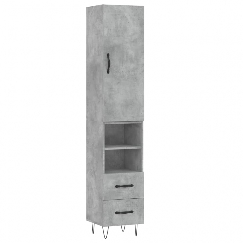 Highboard Betongrau 34,5x34x180 cm Holzwerkstoff