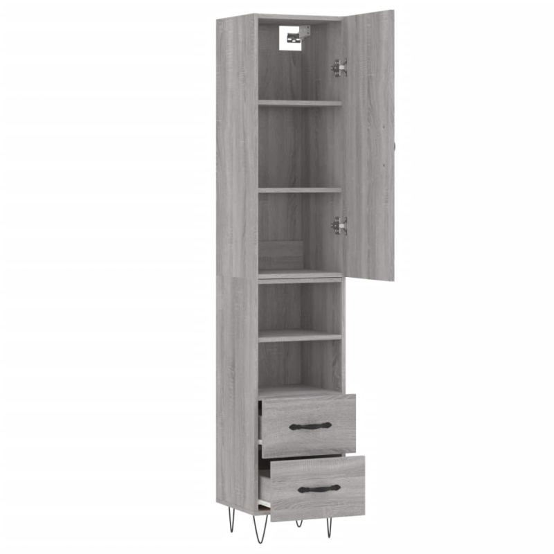 Highboard Grau Sonoma 34,5x34x180 cm Holzwerkstoff