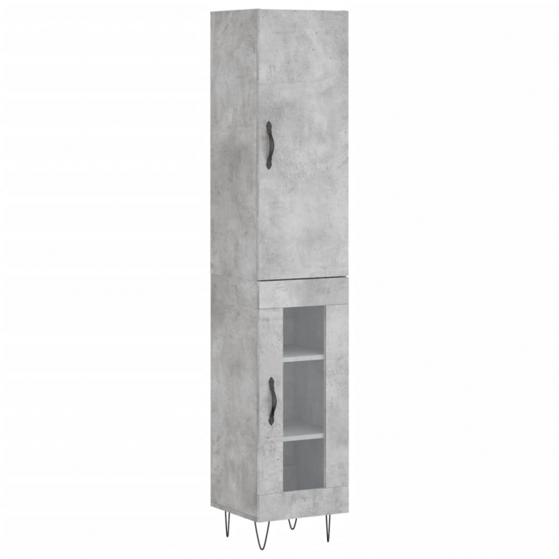 Highboard Betongrau 34,5x34x180 cm Holzwerkstoff