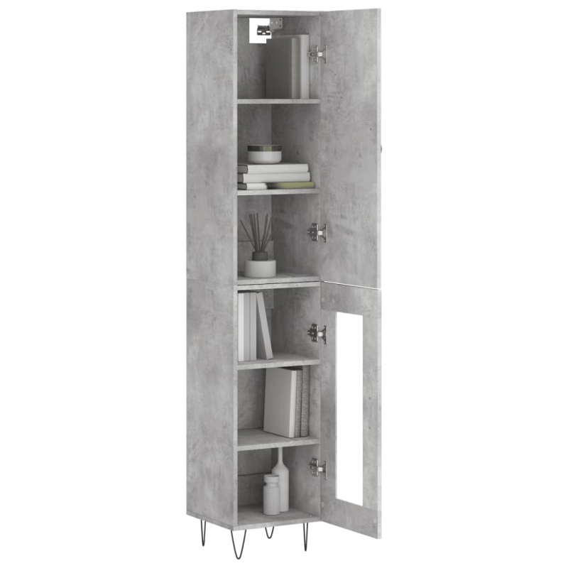 Highboard Betongrau 34,5x34x180 cm Holzwerkstoff