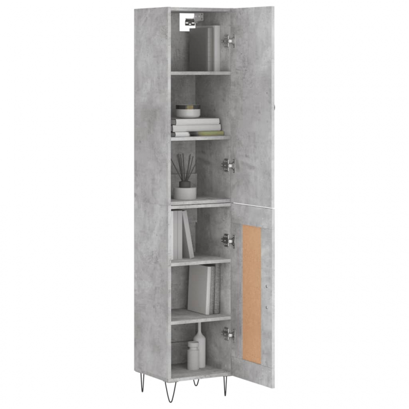 Highboard Betongrau 34,5x34x180 cm Holzwerkstoff