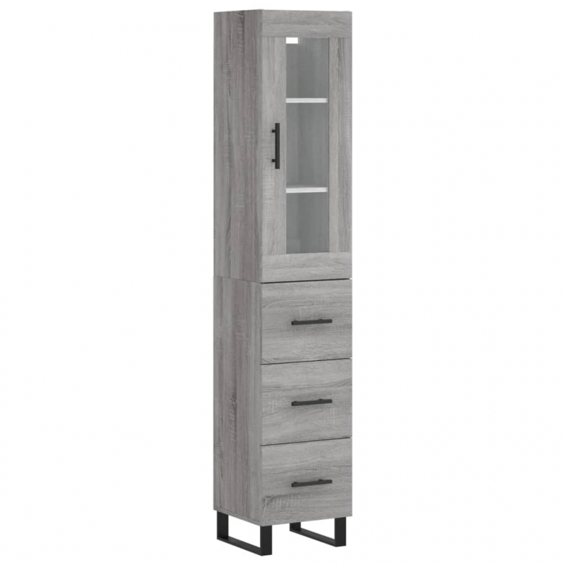 Highboard Grau Sonoma 34,5x34x180 cm Holzwerkstoff