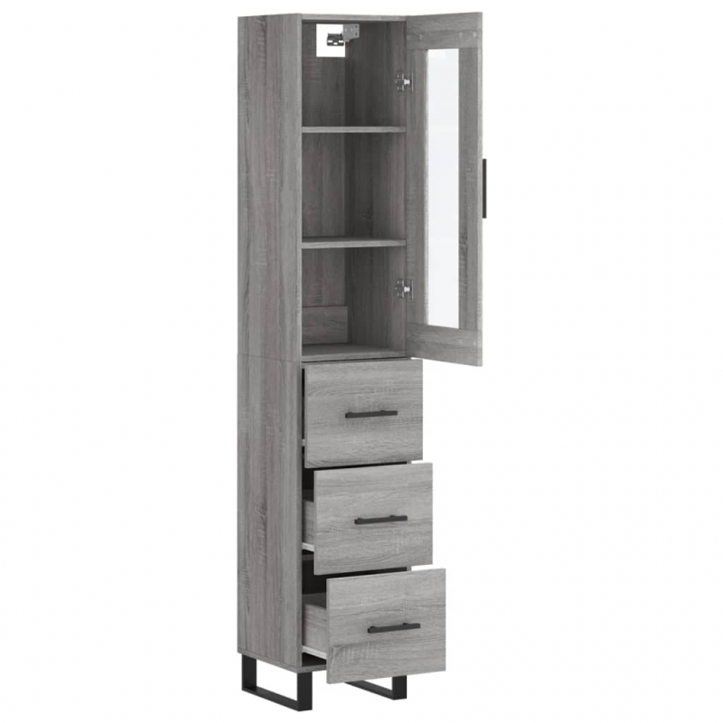 Highboard Grau Sonoma 34,5x34x180 cm Holzwerkstoff