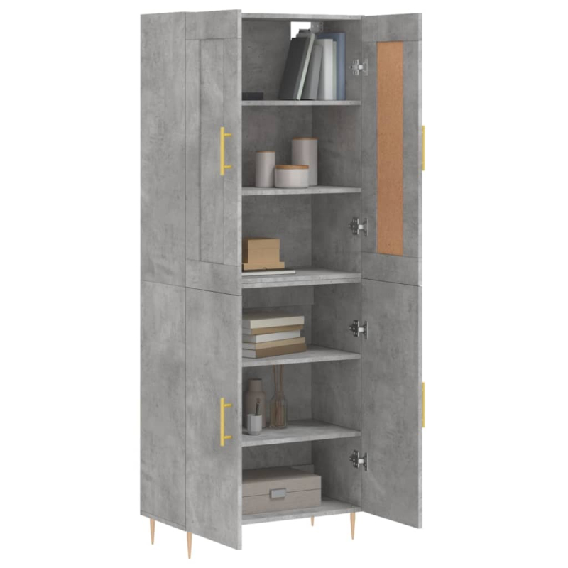 Highboard Betongrau 69,5x34x180 cm Holzwerkstoff