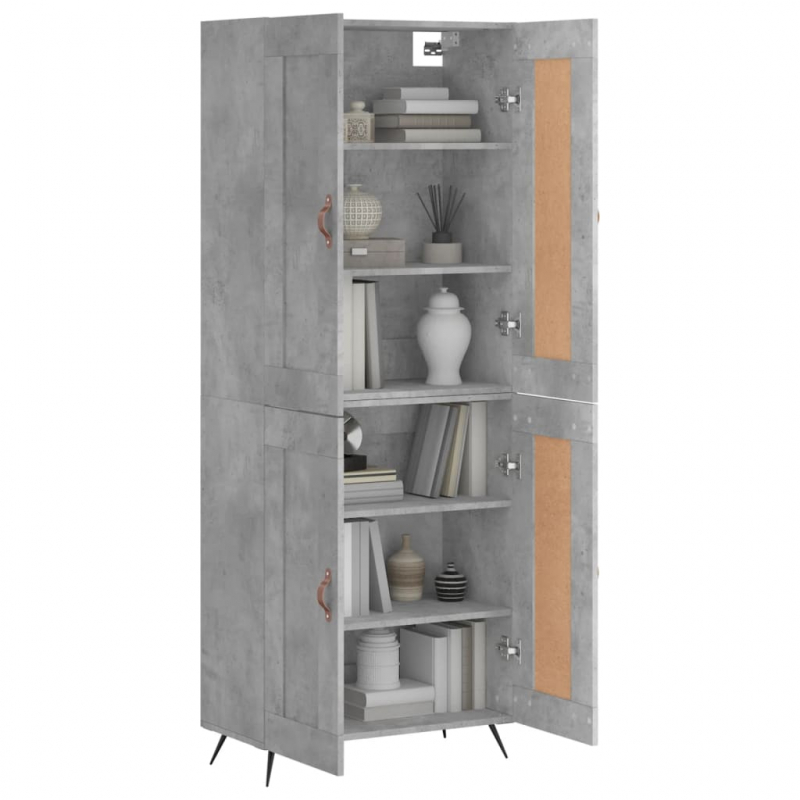 Highboard Betongrau 69,5x34x180 cm Holzwerkstoff