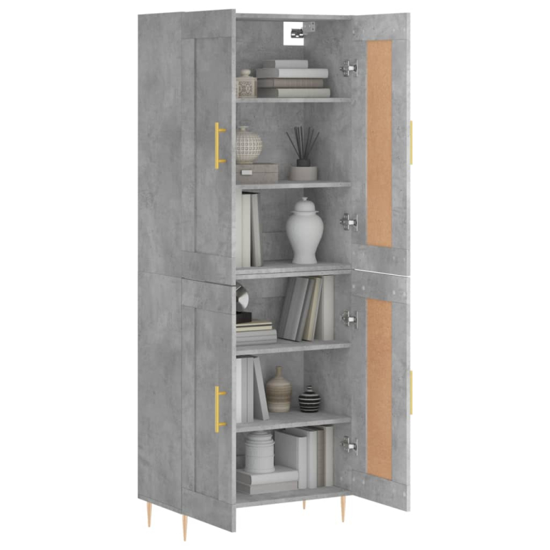 Highboard Betongrau 69,5x34x180 cm Holzwerkstoff