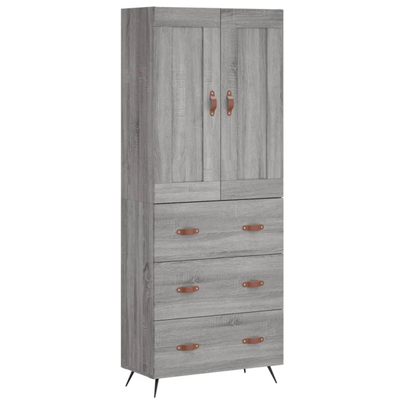 Highboard Grau Sonoma 69,5x34x180 cm Holzwerkstoff