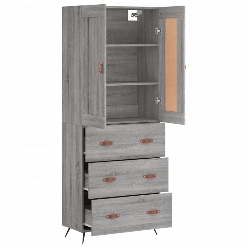 Highboard Grau Sonoma 69,5x34x180 cm Holzwerkstoff