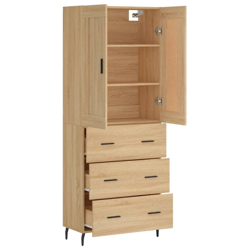 Highboard Sonoma-Eiche 69,5x34x180 cm Holzwerkstoff