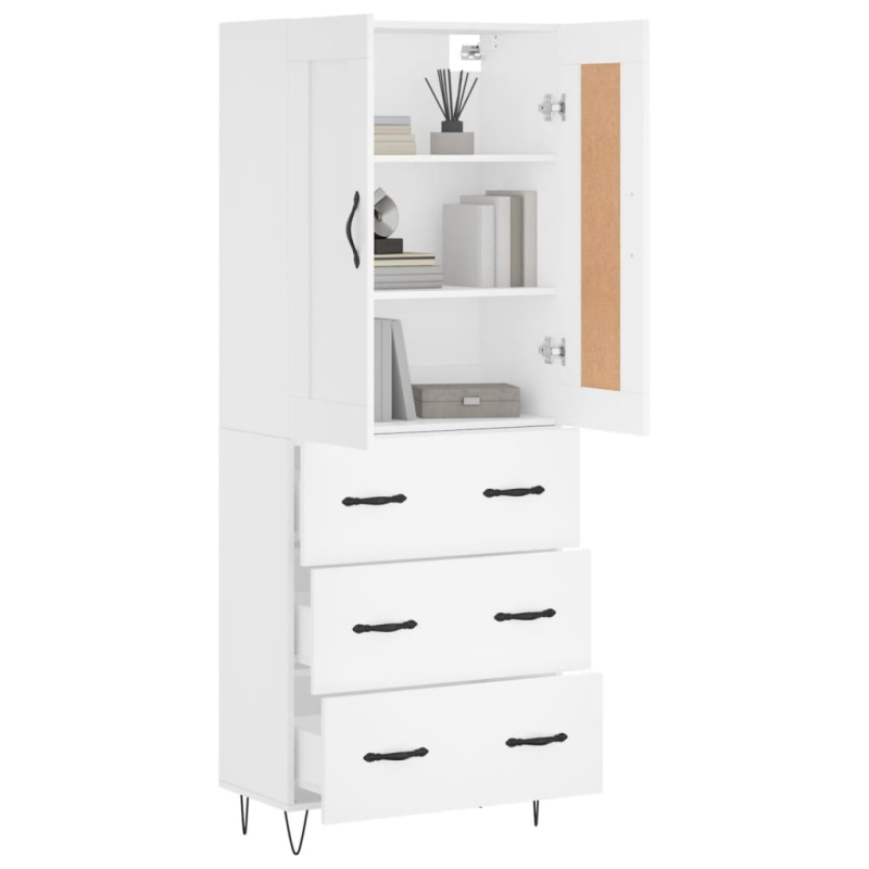 Highboard Weiß 69,5x34x180 cm Holzwerkstoff