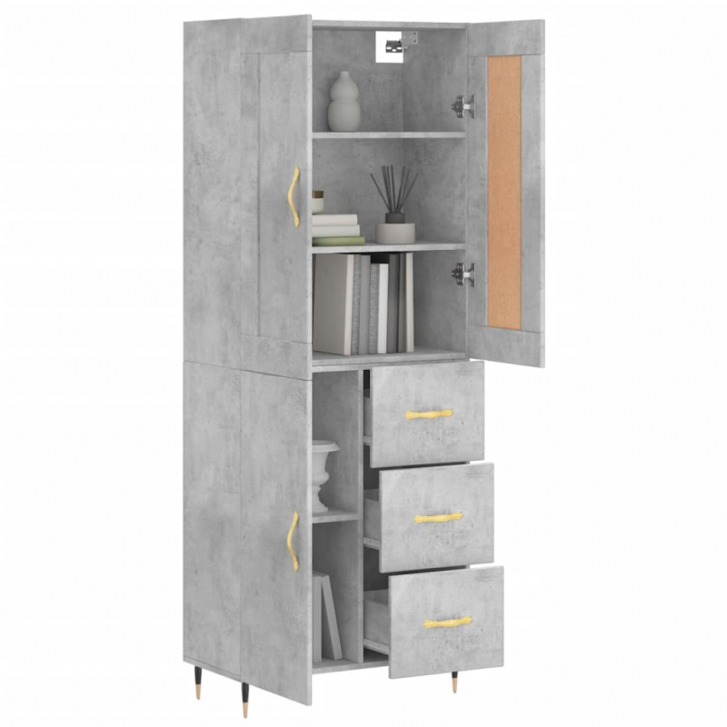 Highboard Betongrau 69,5x34x180 cm Holzwerkstoff
