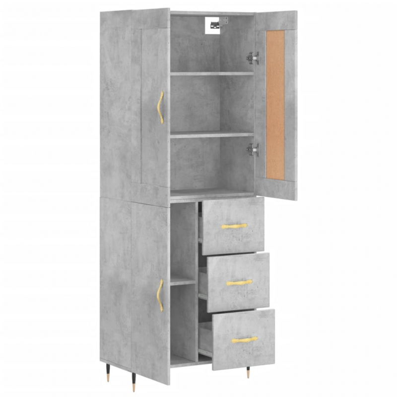 Highboard Betongrau 69,5x34x180 cm Holzwerkstoff
