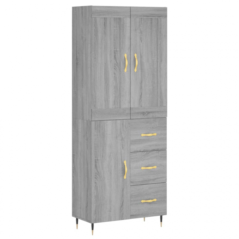 Highboard Grau Sonoma 69,5x34x180 cm Holzwerkstoff