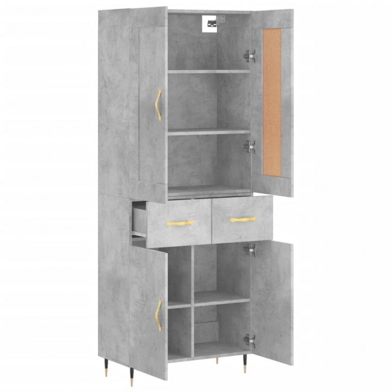 Highboard Betongrau 69,5x34x180 cm Holzwerkstoff