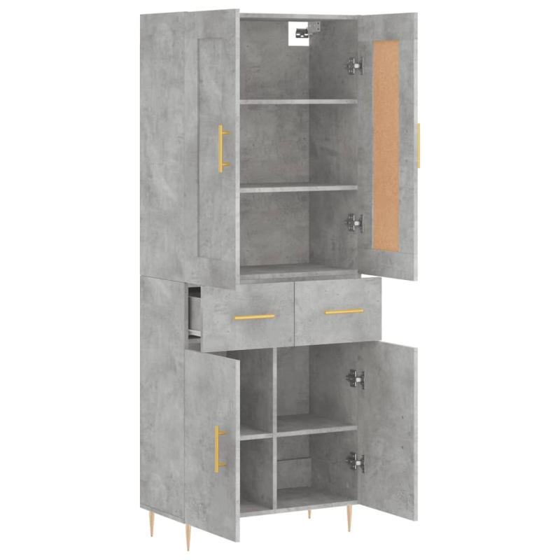 Highboard Betongrau 69,5x34x180 cm Holzwerkstoff