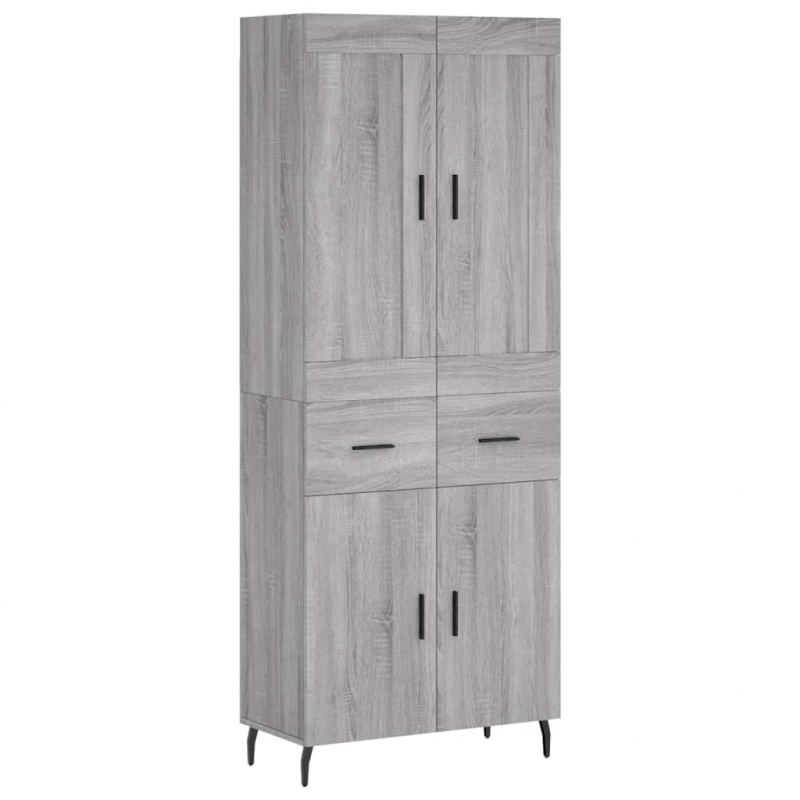 Highboard Grau Sonoma 69,5x34x180 cm Holzwerkstoff