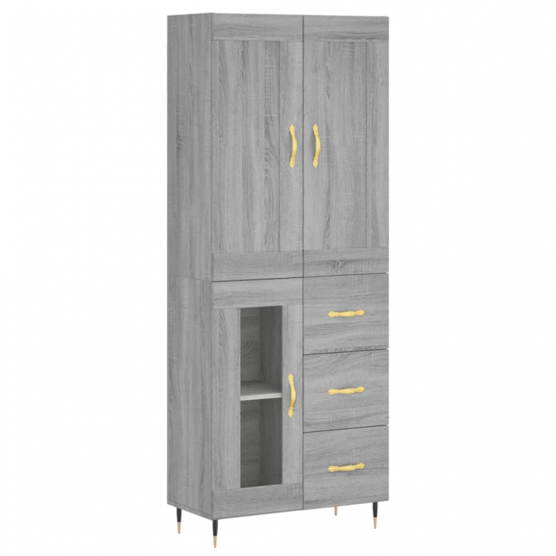 Highboard Grau Sonoma 69,5x34x180 cm Holzwerkstoff