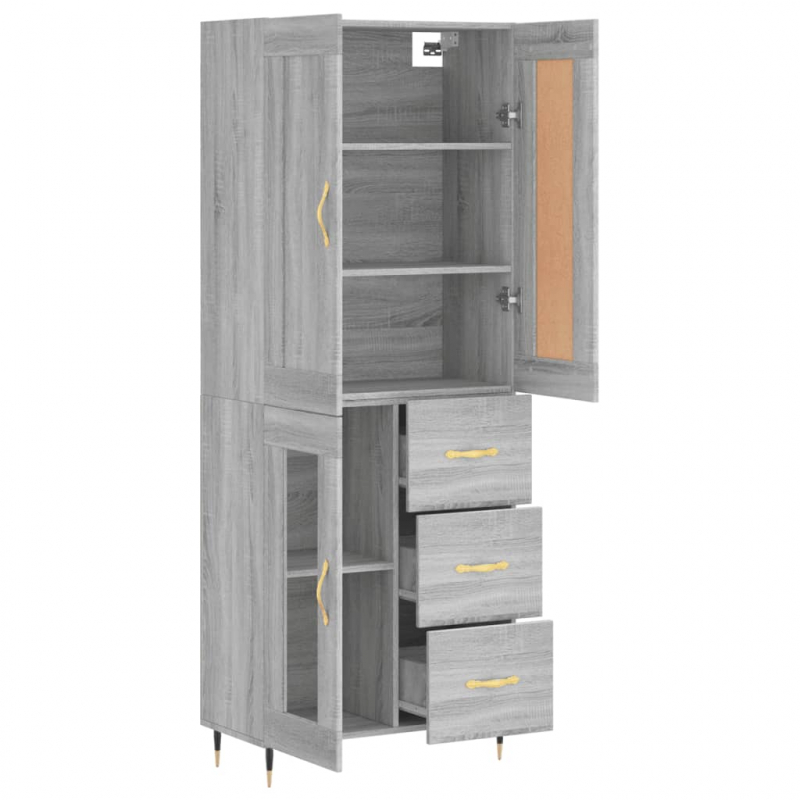 Highboard Grau Sonoma 69,5x34x180 cm Holzwerkstoff