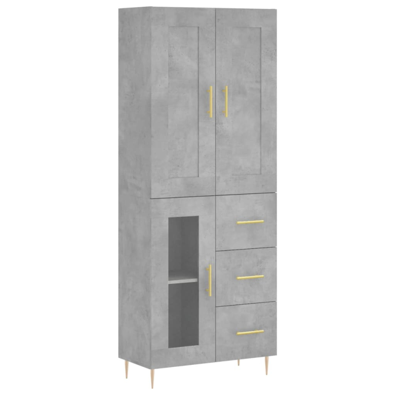 Highboard Betongrau 69,5x34x180 cm Holzwerkstoff