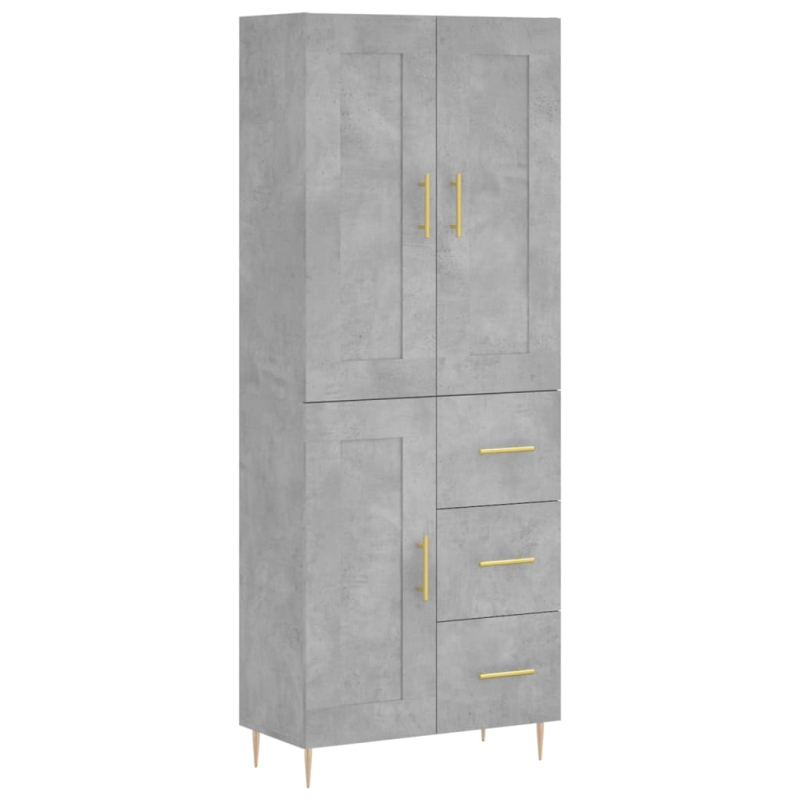 Highboard Betongrau 69,5x34x180 cm Holzwerkstoff