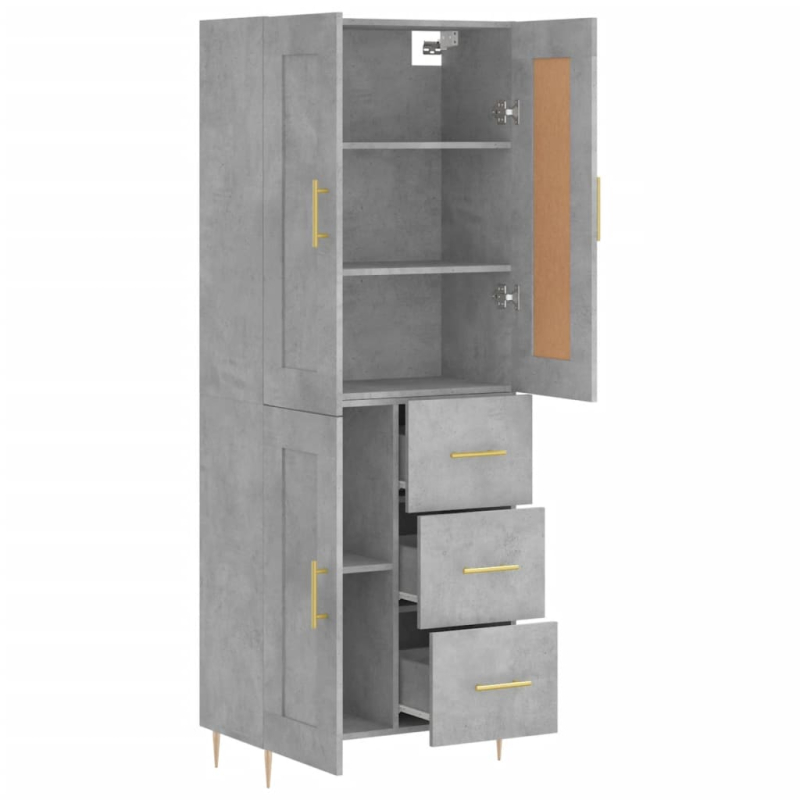 Highboard Betongrau 69,5x34x180 cm Holzwerkstoff