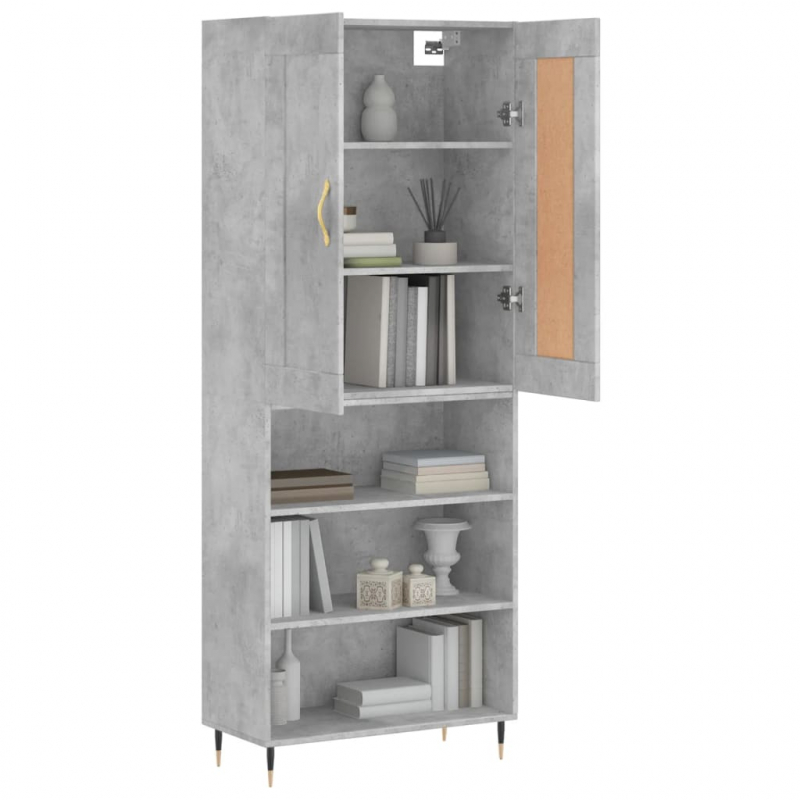 Highboard Betongrau 69,5x34x180 cm Holzwerkstoff