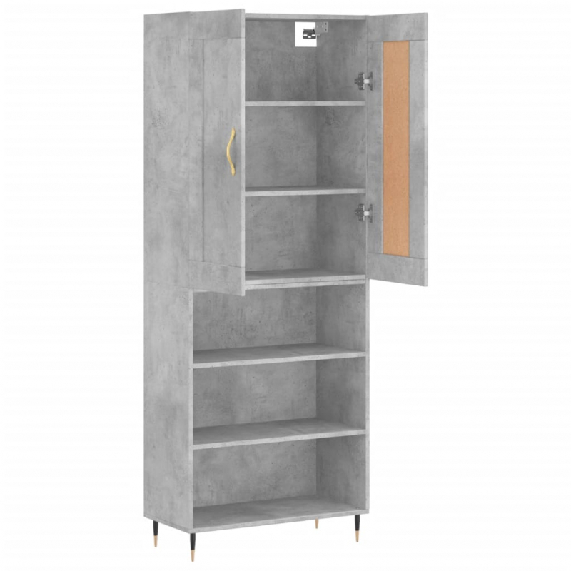 Highboard Betongrau 69,5x34x180 cm Holzwerkstoff