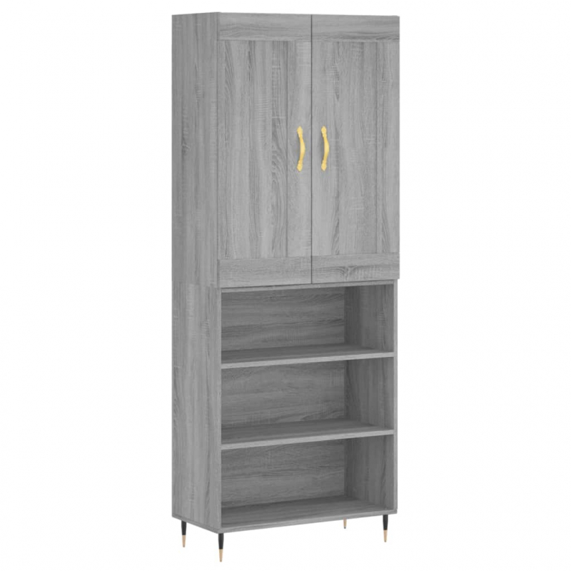Highboard Grau Sonoma 69,5x34x180 cm Holzwerkstoff