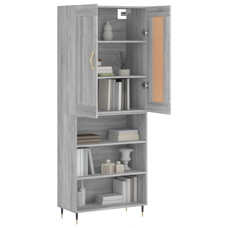 Highboard Grau Sonoma 69,5x34x180 cm Holzwerkstoff