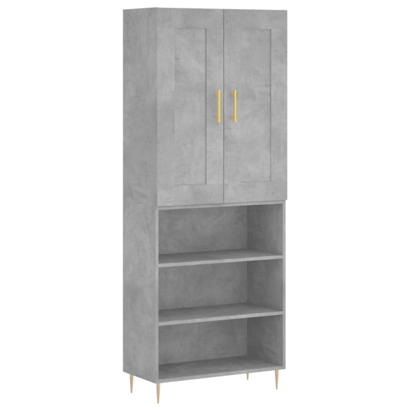 Highboard Betongrau 69,5x34x180 cm Holzwerkstoff